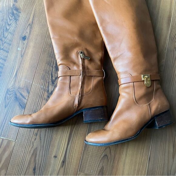 Michael Kors Sz 8.5 Brown Leather Boots - Picture 1 of 8